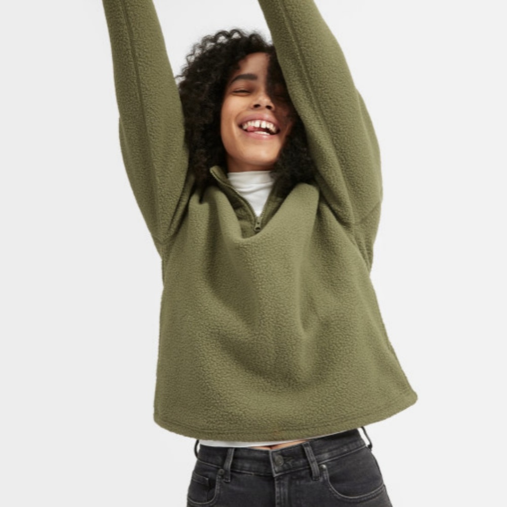 S Everlane Renew Fleece Half Zip - Surplus Color